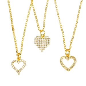 Hanger kettingen goud gevuld hart ketting vrouwen drie stijl lange ketting gotische sieraden kubieke zirkonia klein