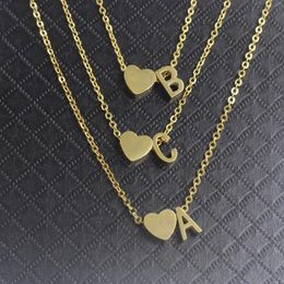 Pendentif Colliers Gold Heart Lettre A B C D E F G H I J K L M N O P Q R S T U V W X Y Z Collier de charme pour les femmes BFF Cadeau d'anniversaire 253o