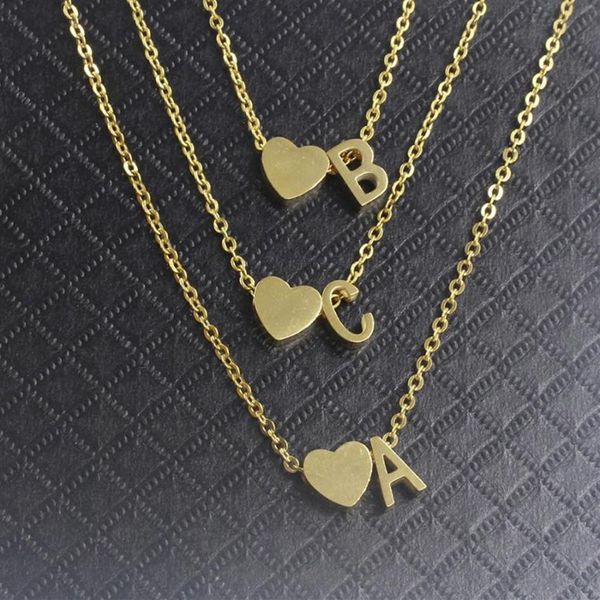 Pendentif Colliers Gold Heart Lettre A B C D E F G H I J K L M N O P Q R S T U V W X Y Z Collier de charme pour les femmes BFF Cadeau d'anniversaire 272J