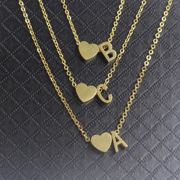 Pendentif Colliers Lettre de coeur d'or A B C D E F G H I J K L M N O P Q R S T U V W X Y Z Collier de charme pour les femmes BFF Cadeau d'anniversaire 1985