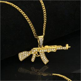 Hanger kettingen gouden ijs uit AK47 ketting voor heren mode hiphop sieraden cuban link ketting drop levering hangers dhgarden ot7a99