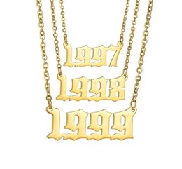 Colliers de pendentif Bijoux en or Collier en acier inoxydable 1997 1998 1999 Anniversaire Pendants Choker Beau cadeau pour le MO5944814