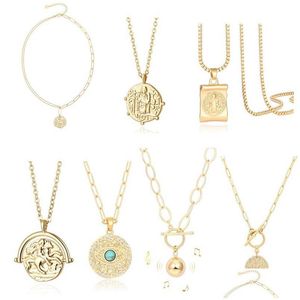 Colliers pendants Gold Moon Star Lion Evil Eye Collier Médaillon Paperclip Chian Choker superprofoncé