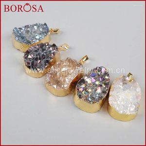 Colliers de pendentif Gold plaqué AB Color Natural Agate Druzy Freeform Geode Perle pour la guérison du collier