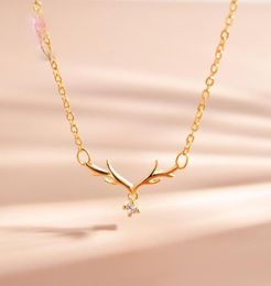 Colliers pendants Gold Antler Fashion Simple Cumbic Zirconia Charme Femme039