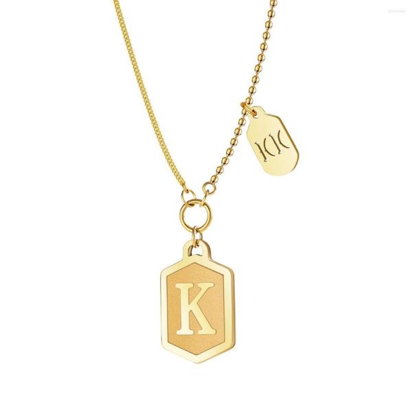 Pendentif Colliers Plaqué Or Europe Et Amérique Collier En Acier Inoxydable À La Mode Pour Les Femmes Personnalité K Lettre Ins Bijoux De Fête De Mode