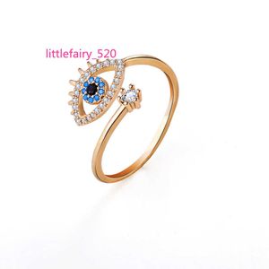 Hanger Kettingen vergulde ringen sieraden vrouwen 18k boze oog kristal mode vinger ring open custom verstelbare boze oog ring