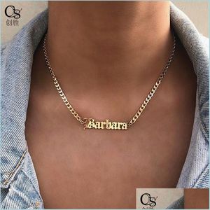 Hangende kettingen goud vergulde roestvrij staal aangepaste naam brief hanger ketting voor mannen dames sieraden cadeau vrienden 130 u2 drop deli dhzxx