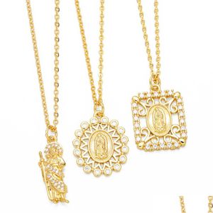 Collares colgantes Chapado en oro Virgen de Guadalupe Virgen María Collares Cobre Cubic Zirconia Relius Joyería Vne108 Entrega de gota Jewe Dhayu