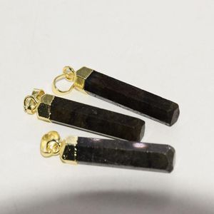 Hangende kettingen goudplaten natuurlijke labradoriet steen lange 2022 vrouwen voor sieraden maken zeshoekige diepgrijs 6 snijdende edelsteen point femalepe