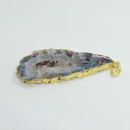 Hanger kettingen goud plating natuurlijke plak geode druzy stenen punt voor vrouwelijke sieraden maken zwart willekeurig onregelmatig groot met gat met gat