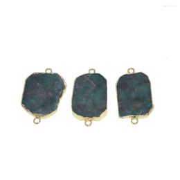 Hangende kettingen Gold Plating Slice Raw Crystal Stone Connector voor vrouwelijke sieraden Making 2023 Big Natural Slab Druzy Zoisite edelstenen genezing