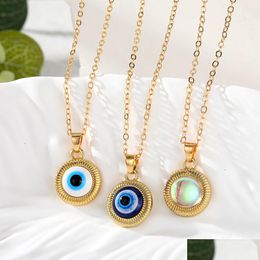 Pendentif Colliers Or Rond Turc Bleu Mauvais Oeil Collier Pour Femmes Colorf Résine Tendance Chanceux Collier Bijoux Drop Livraison Dhgarden Dhxxw