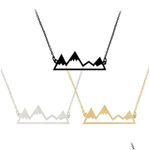 Collares pendientes Oro Sier Plateado Minimalista Cima de la montaña Collar cubierto de nieve Senderismo Viaje al aire libre Joyería Montañas Escalada Regalos Dro Dht0R