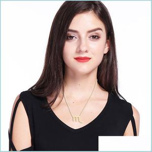 Collares pendientes Oro Sier Acero inoxidable Estrella Signo del zodiaco Sin cuello 12 Constelación Colgante Collar Mujer Cadena Hombres Joyería Regalo Dhiak