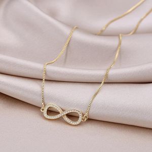 Hanger Kettingen Goud Zilver Kleur Infinity Voor Vrouwen CZ Lucky 8 Choker Box Collier Gift vrouwen Trend Sieraden 2023