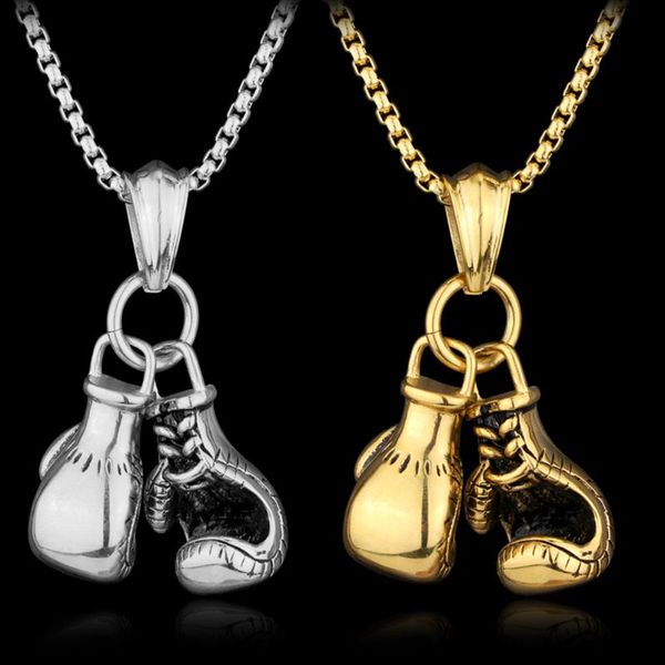 Collares pendientes Chapado en oro Mini guante de boxeo Collar Joyería Encanto fresco para hombres Niños Regalo Gargantilla Hombres Hip Hop