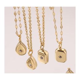 Hanger kettingen Goud roestvrij staal voortreffelijke druppel vierkant kleine charme ketting oorrang bungels ketting voor vrouwen sieraden levering pe otpae