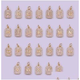 Pendentif Colliers Gold Tag Lettre Collier Dainty Nom Initial Micro Pave Charm Demoiselle D'honneur Cadeau Drop Livraison Bijoux Pendentifs Dhovb