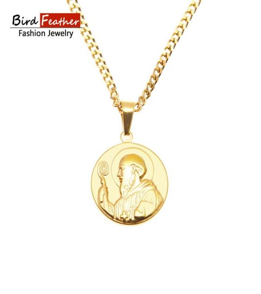 Colliers de pendentif Collier de couleur dorée Collier en acier inoxydable pour hommes femmes St Benedict Man Chain Pendants Hip Hop Fashion Jewelry4201329