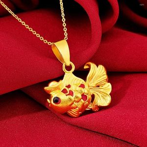 Hanger kettingen Golden-fish damesmeisje 18k geel goud gevuld mode sieraden cadeau