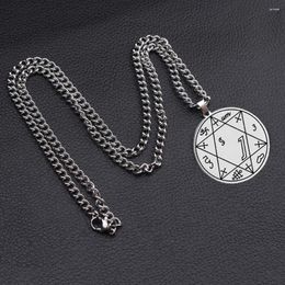 Colliers pendants bonne santé talisman chance clé de Salomon pentacle pagan wiccan bijoux supernaturel amulette en acier inoxydable