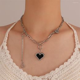 Pendentif Colliers Bonne Chance Lettre Ornements Amour Coeur Zircon Clavicule Chaîne Bijoux Conçu Pour Les Filles