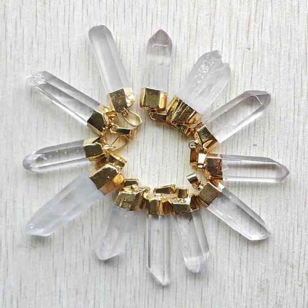 Colliers de pendentif Bons pendentifs de piliers de prisme irrégulier à cristal naturel