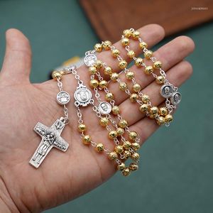 Hanger kettingen Goede herder kruis ketting katholieke rozenkrans christelijke religieus goud vergulde legering kralen exorcisme vintage sieraden