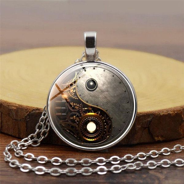 Collares pendientes Gossip Yin Yang collar redondo para hombres mujer taoísta chino símbolo místico hombre joyería colgante