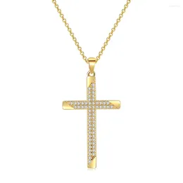 Colliers pendentifs gothiques croix pour femmes, chaîne ras du cou classique sur le cou, Zircon glacé, couleur or, bijoux N051