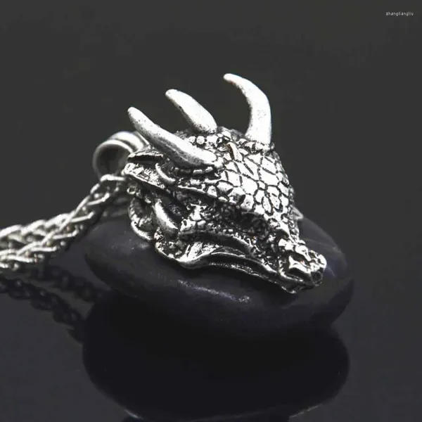 Pendentif Colliers Goth Dragon Head Accessoires gothiques Norse Viking Bijoux masculins Collier Punk