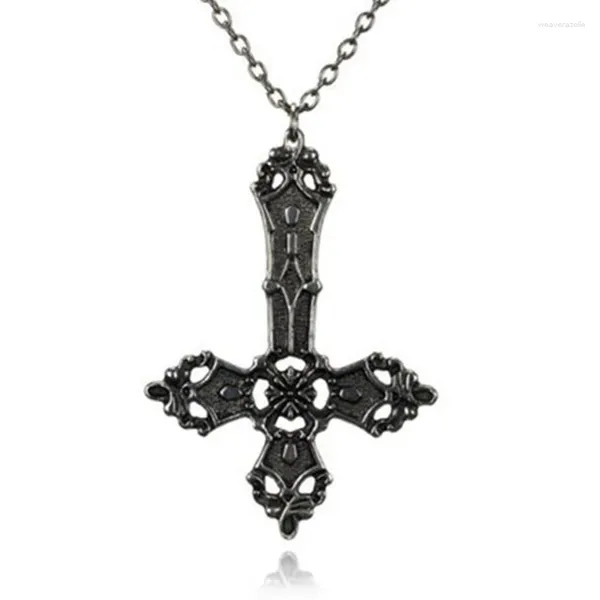 Collares colgantes gótico invertido cruz collar cristiano satánico al revés sobrenatural gótico pentagrama steampunk gargantilla hombres mujeres regalo