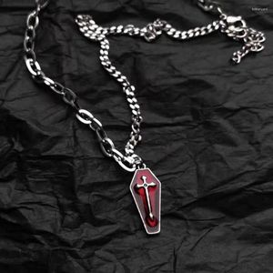 Pendentif Colliers Goth Thorn Collier Y2K Croix Épée Dague Punk Sang Cercueil Halloween Cadeau Pour Les Femmes