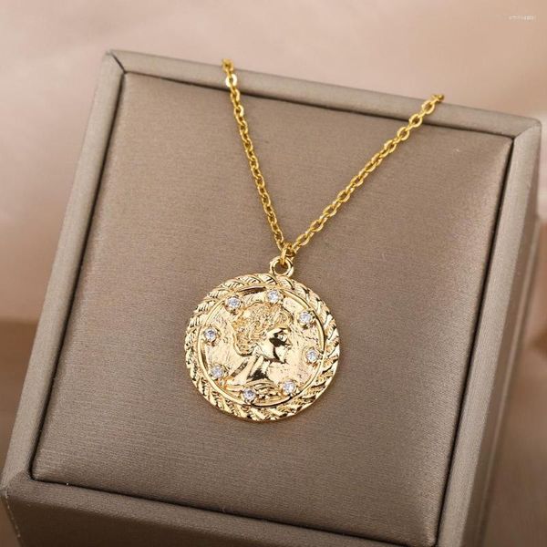 Collares colgantes Goth Zircon Face NecklaceFor Women Charms Gold Sliver Color Charm Design para collar Regalo de joyería al por mayor