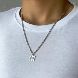 Pendentif Colliers Gothique 26 Lettres Initiales Collier Hommes Mode En Acier Inoxydable Cuba Chaîne Pour Bijoux Cadeau