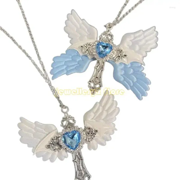 Pendentif Colliers Gothique Ange Aile Collier Ras Du Cou Punk Crucifix Collier Religieux Clavicule Chaînes Accessoire De Fête C9GF