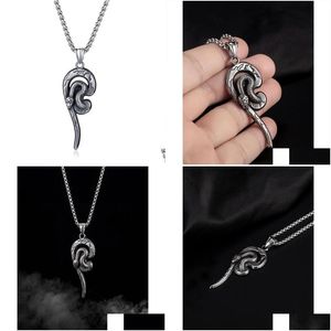 Hanger Kettingen Gothic Biker Snake Ketting Voor Vrouwen Heren Roestvrij Stalen Ketting M 24 Serpentine Stijl Cocktail Partypendant Drop De Dhmce