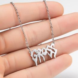 Hangende kettingen Gotische vetgedrukte letters ketting hoogwaardige roestvrijstalen sieraden voor mannen en vrouwen drop yp7894