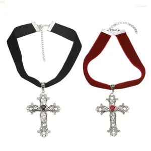 Colliers pendentif gothique collier ras du cou Vintage velours bijoux NM