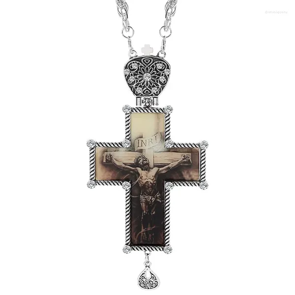 Colliers pendents Gothic Christian Jesus Cross Collier For Women Men Chains Choker Religion Pendants Bijoux Prière Baptême Cadeaux
