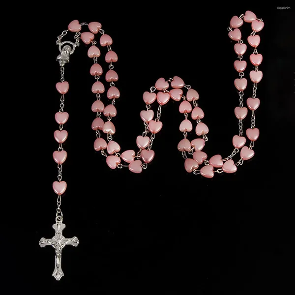Pendentif Colliers Gothique Rose Foncé Perles D'amour Conception Personnalisée Pour Les Femmes Simple Mode Croix Collier Bijoux Cadeau De Fête