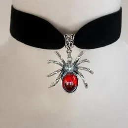 Pendentif Colliers Gothique Dark Spider Collier Femmes Hommes Punk Goth Insect Black Velvet Creative Cadeau Accessoires De Fête Ras Du Cou