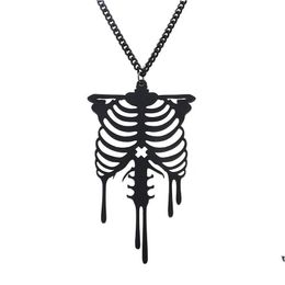 Pendentif Colliers Gothique Goth Punk Unique Squelette Collier Bijoux Halloween Drop Livraison Pendentifs Dhb1F