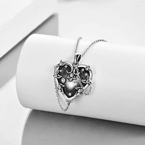 Pendentif Colliers Gothique Hip Hop Y2k Bijoux Pêche Coeur Fleur Croix Vintage Amour Noir Épines Ras Du Cou Pour Femmes Filles Fête