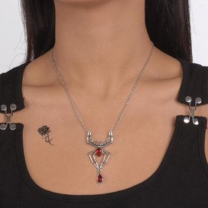 Pendentif Colliers Bijoux gothiques Vintage Collier d'araignée rouge pour femmes Couleur noire Cadeaux de décoration d'Halloween