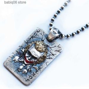 Collares colgantes Gothic JOKER Playing Card J Clown Colgante Hip Hop Collar para hombres Joyería de moda Cadena de acero inoxidable Collares pendientes T230907