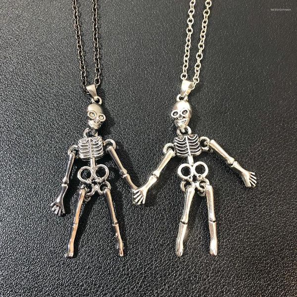 Pendentif Colliers Gothique Punk Métal Citrouille Squelette Crâne Collier Pour Hommes Femmes Halloween Fantôme Chauve-Souris Tête Fête Bijoux