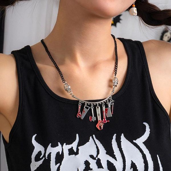 Collares colgantes gótico punk vampiro daga herramienta collar para mujeres retro halloween cráneo joyería de acero inoxidable regalo