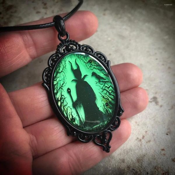 Pendentif Colliers Gothique Satan Cameo Collier Femmes Homme Mystique Païen Sorcellerie Bijoux Accessoires Corbeau Forêt Corde Chaîne Collier